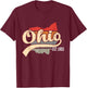 Ohio Home State OH Sunburst Vintage Retro Design T-Shirt - T-Shirt | Maroon