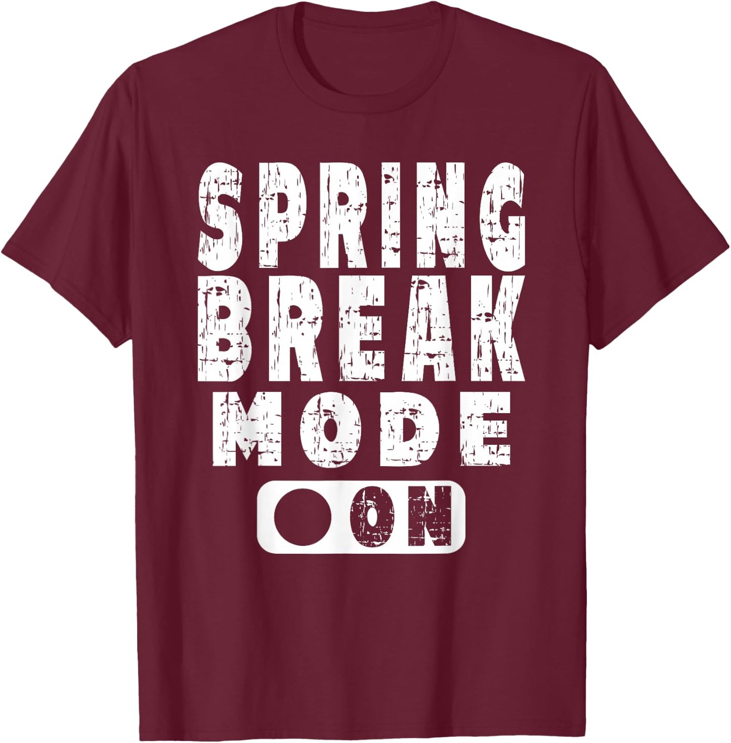 Spring Break Mode On - Vintage Graphic Art Novelty Design T-Shirt - T-Shirt | Maroon