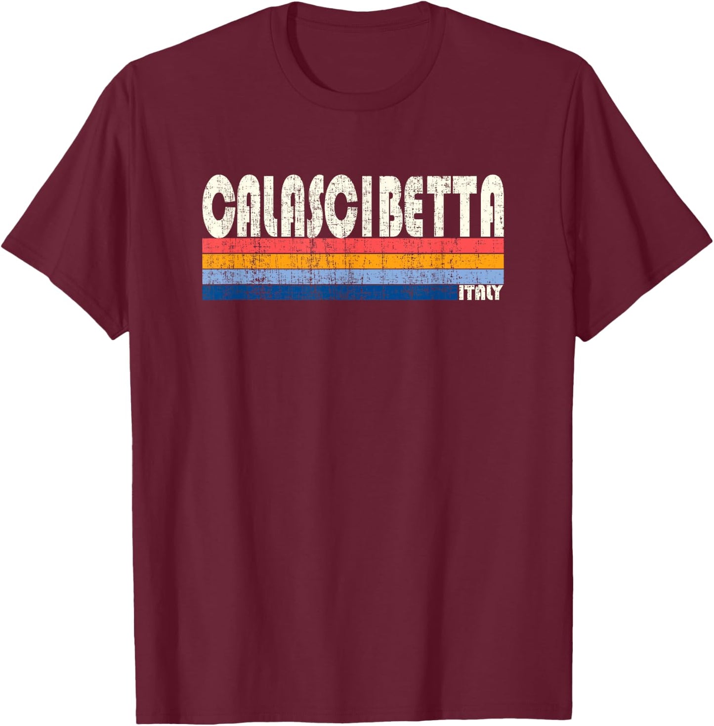 Retro Vintage 70s 80s Style Calascibetta, Italy T-Shirt - T-Shirt | Maroon