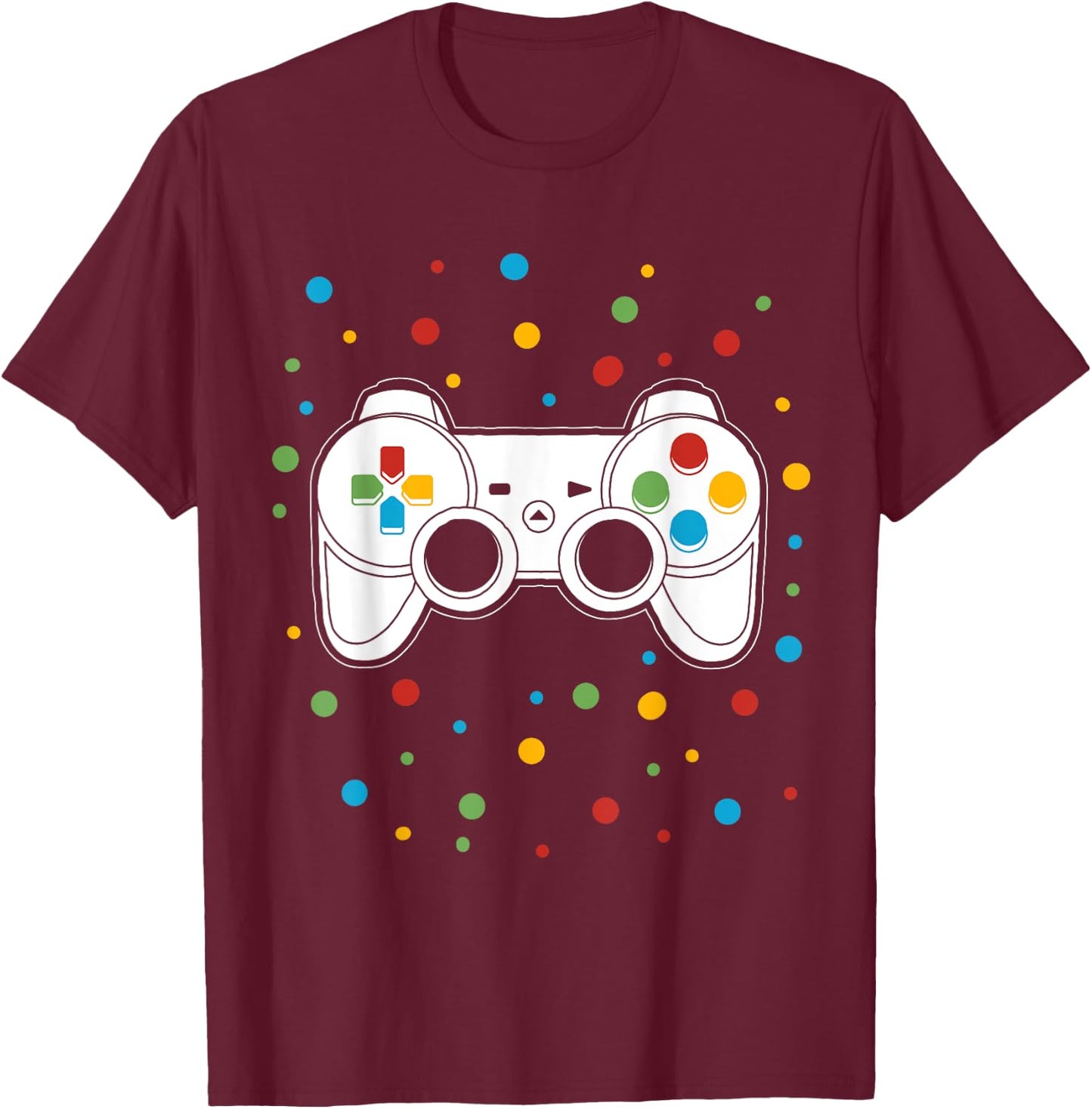 Dot Video Game Gamer Colorful Polka Dot Boy Kid Teen Youth T-Shirt - T-Shirt | Maroon