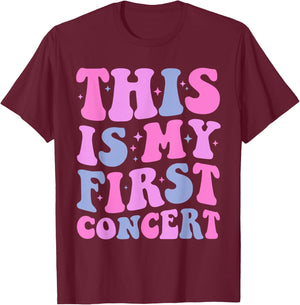This Is My First Concert Music Event Retro Groovy Girls T-Shirt - T-Shirt | Maroon