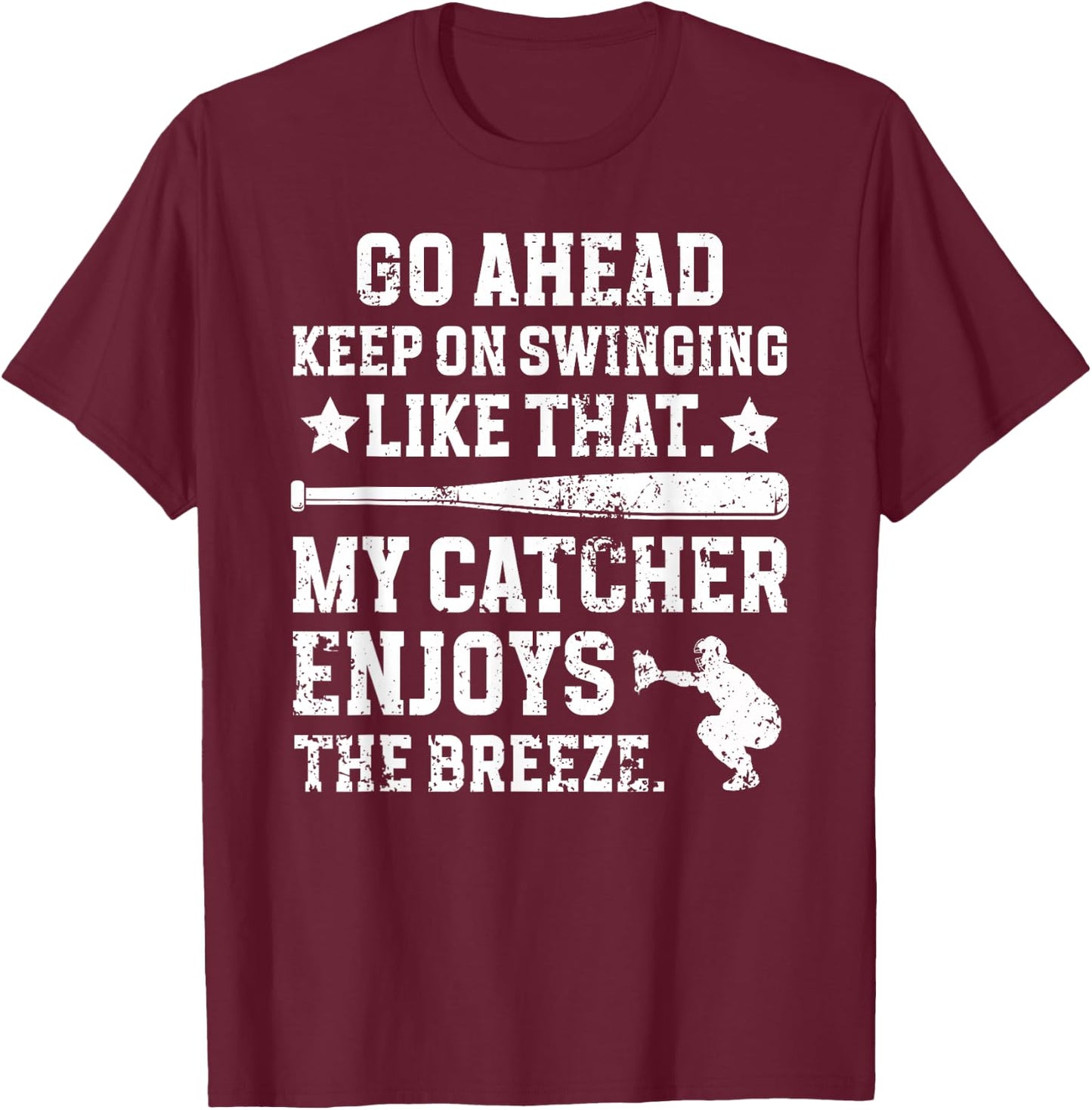 Funny Baseball Catcher Mom Of A Baseball Catcher Mama T-Shirt - T-Shirt | Maroon