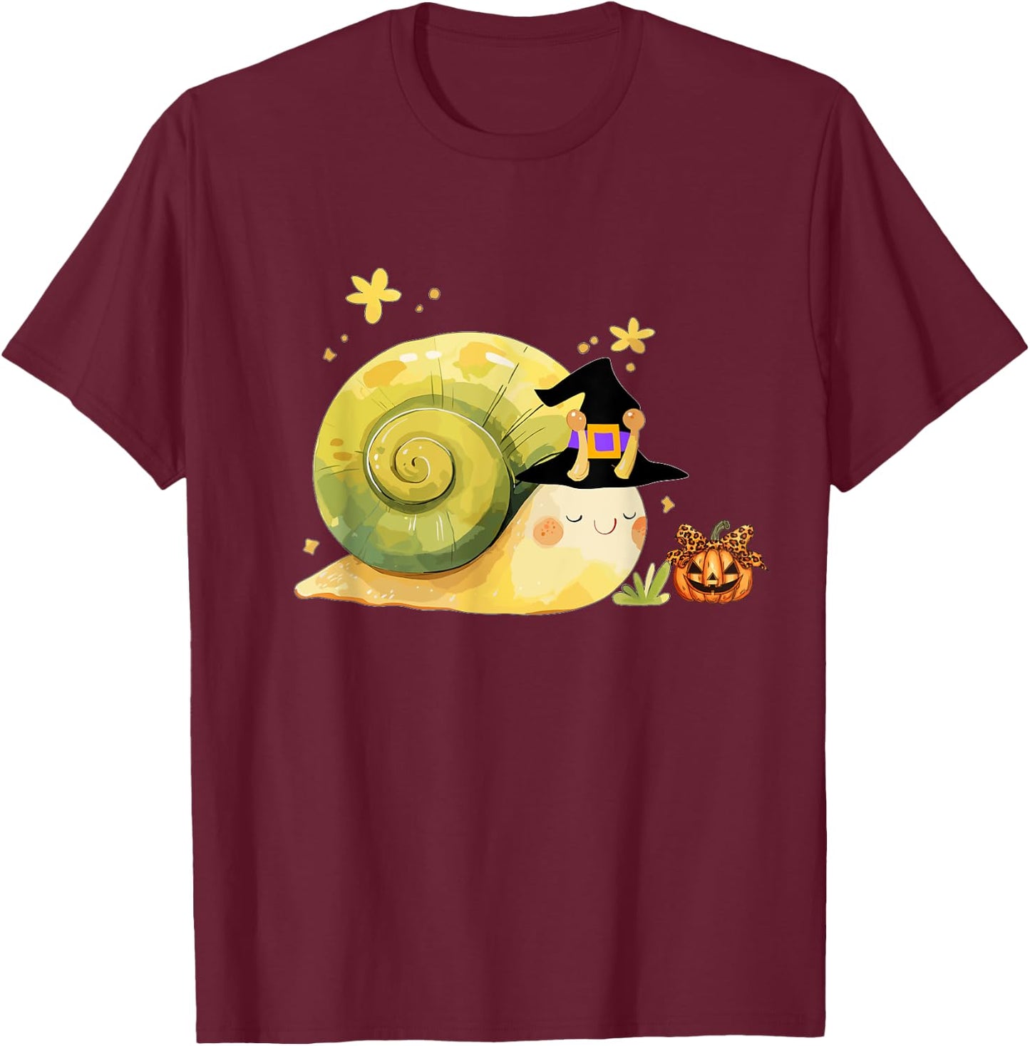 Cute Snail Witch Hat Pumpkin Halloween Costume Snails Lover T-Shirt - T-Shirt | Maroon