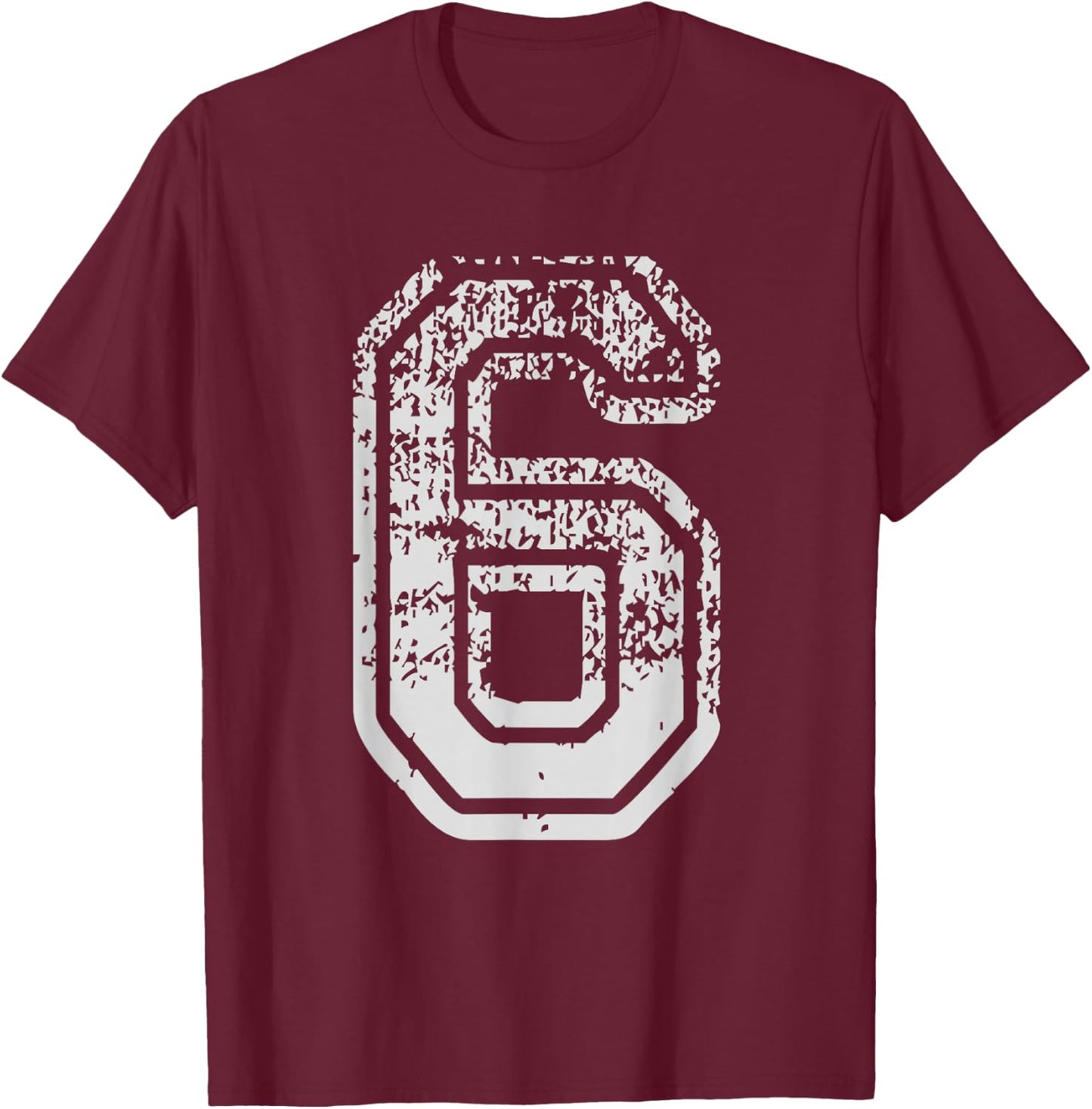 Team Jersey Uniforms Number 6 six School Sports Birthdays T-Shirt - T-Shirt | Maroon