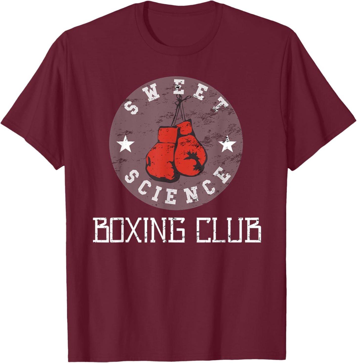 Sweet Science Boxing Club Distressed Graphic T-Shirt - T-Shirt | Maroon