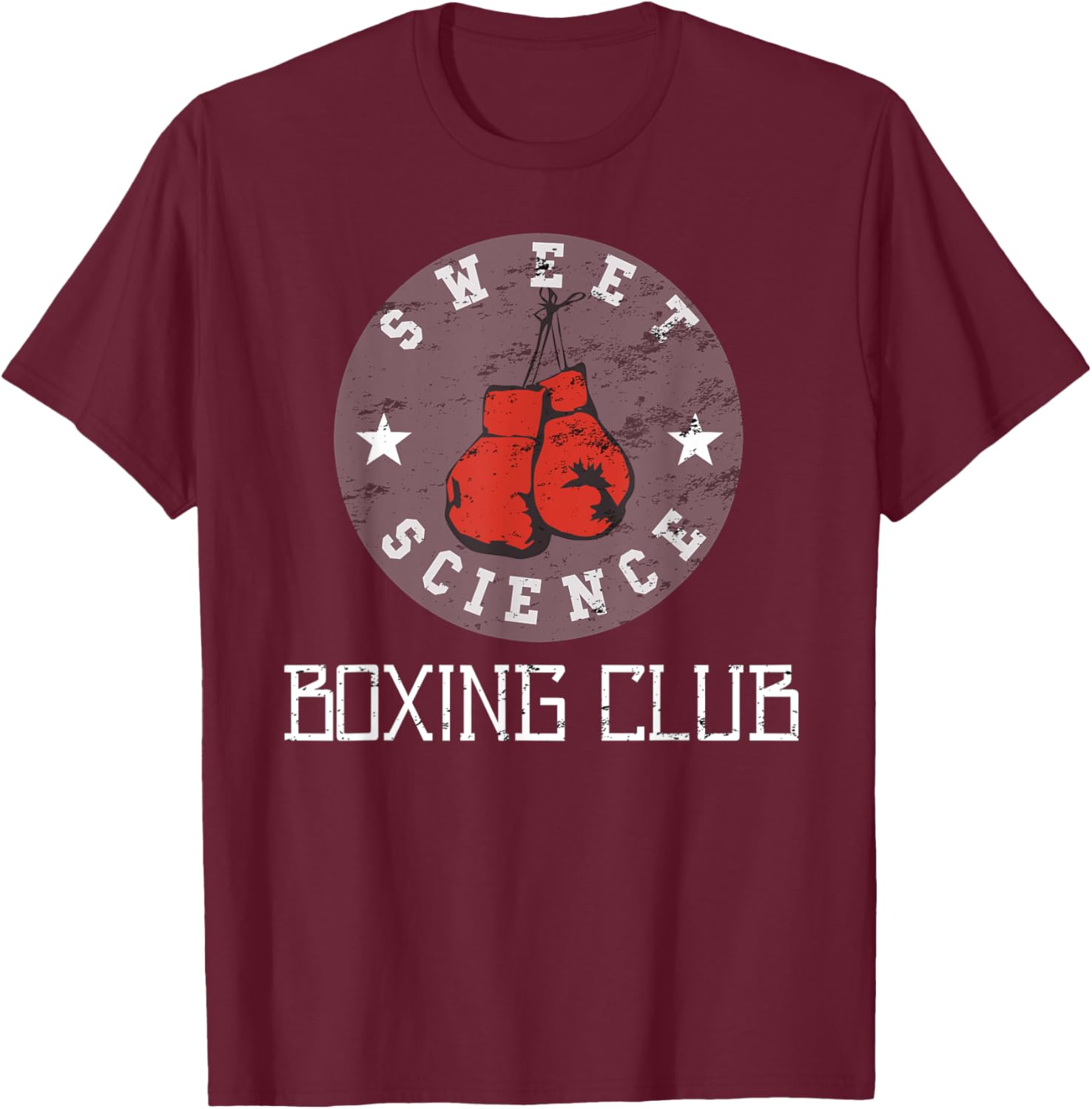Sweet Science Boxing Club Distressed Graphic T-Shirt - T-Shirt | Maroon