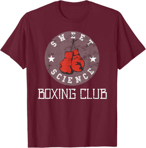 Sweet Science Boxing Club Distressed Graphic T-Shirt - T-Shirt | Maroon