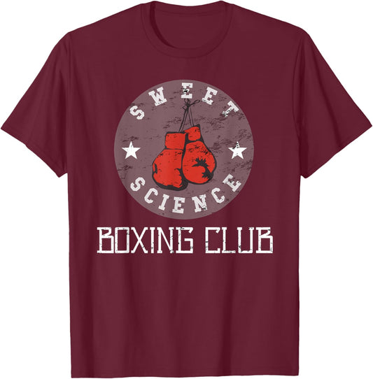 Sweet Science Boxing Club Distressed Graphic T-Shirt - T-Shirt | Maroon