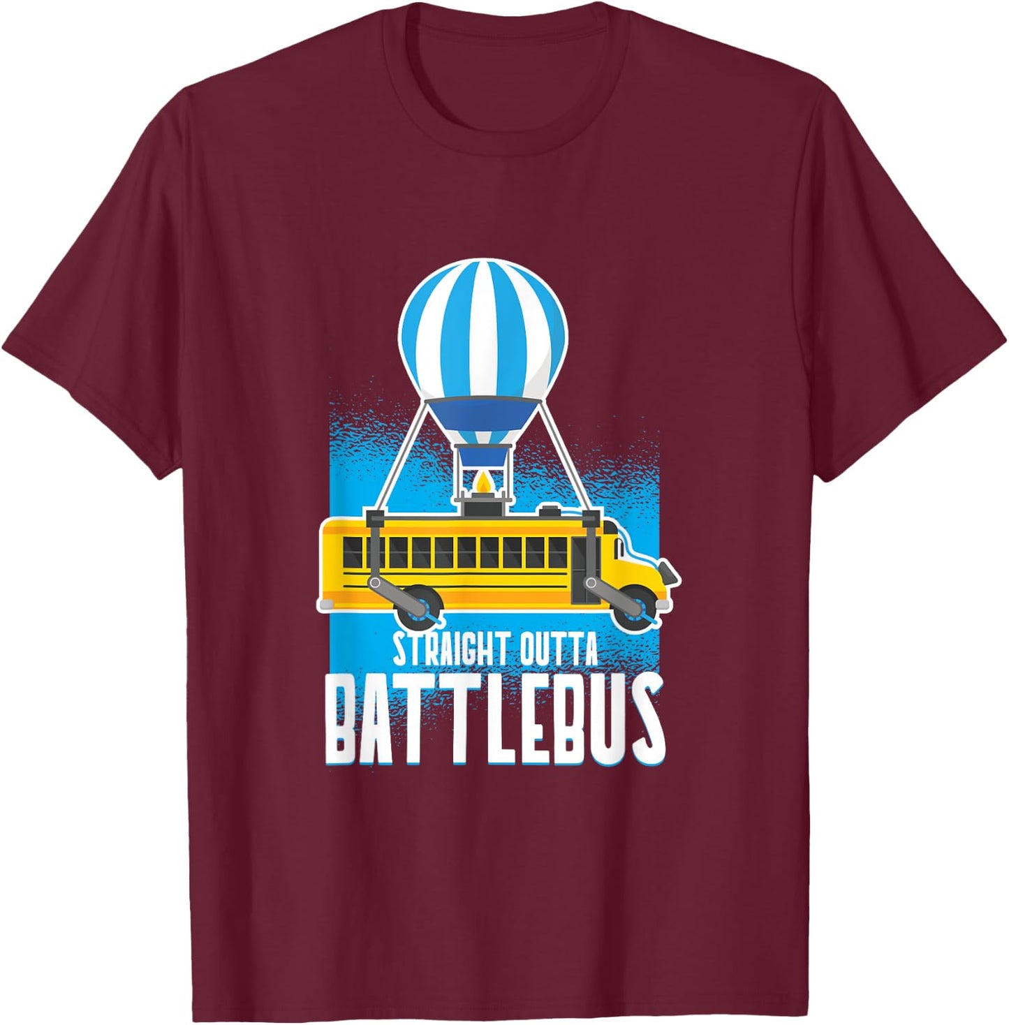Straight Out The Battle Bus Gamer Video T-Shirt - T-Shirt | Maroon