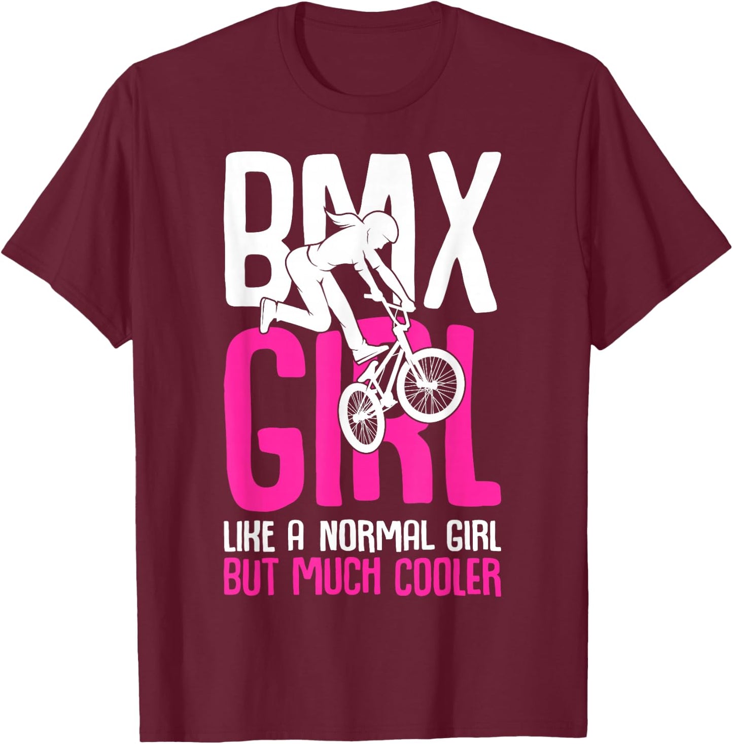 BMX Girl Rider Bike Bicycle Stunt Racing Kids Girls T-Shirt - T-Shirt | Maroon