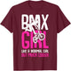 BMX Girl Rider Bike Bicycle Stunt Racing Kids Girls T-Shirt - T-Shirt | Maroon