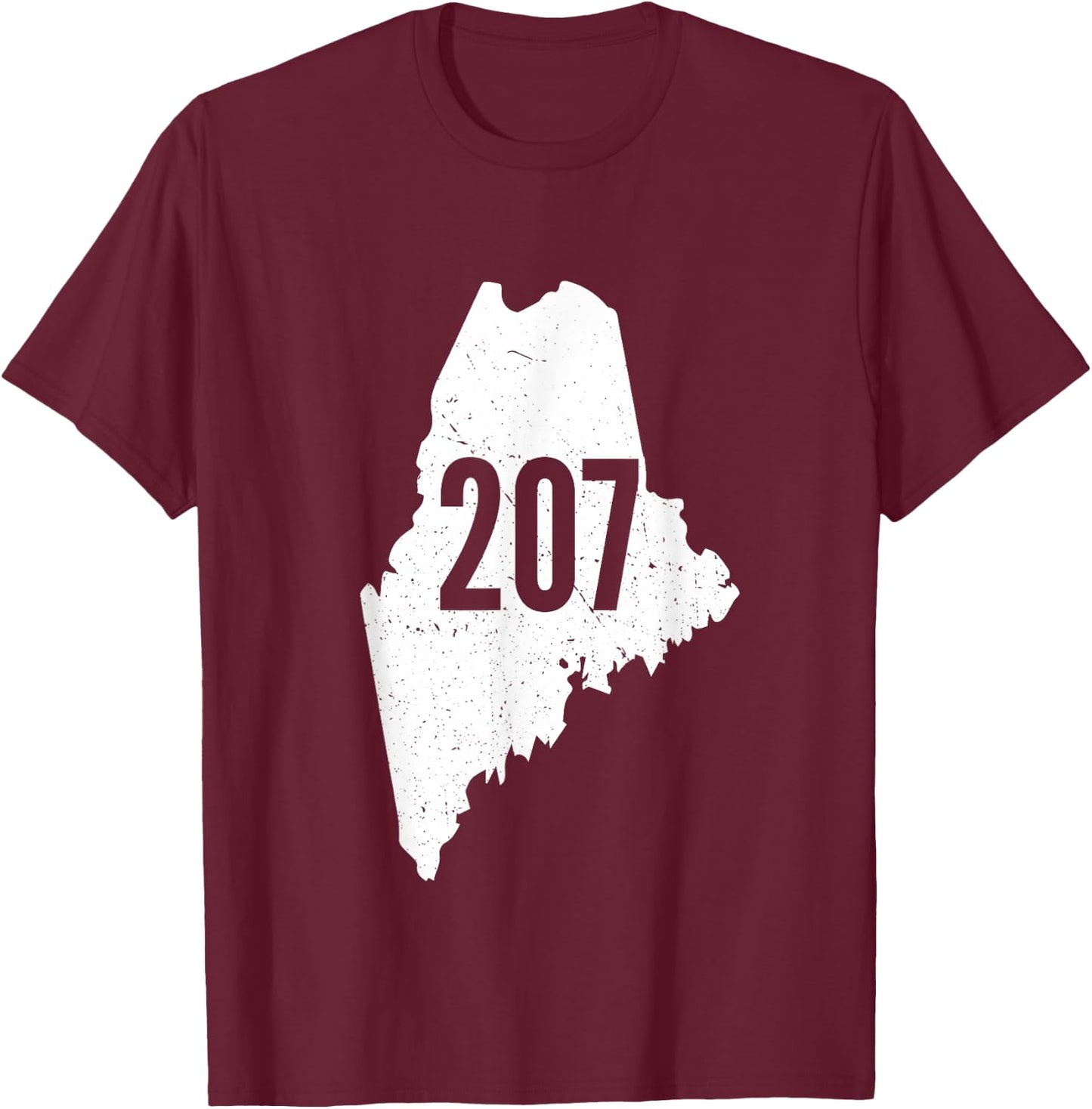 207 Maine State Area Code Outline Pride T-Shirt - T-Shirt | Maroon