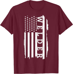 Patriotic Welder Gift American Flag USA 4th Of July Welding T-Shirt - T-Shirt | Maroon