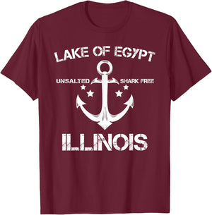 LAKE OF EGYPT ILLINOIS Funny Fishing Camping Summer Gift Men Women Girls Kids T-Shirt - T-Shirt | Maroon