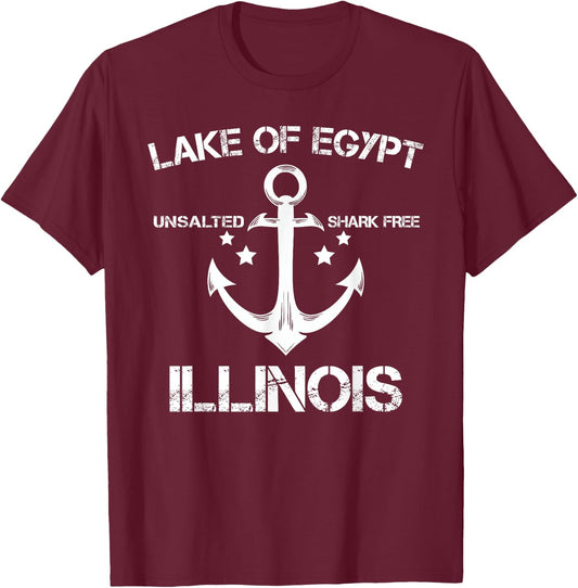 LAKE OF EGYPT ILLINOIS Funny Fishing Camping Summer Gift Men Women Girls Kids T-Shirt - T-Shirt | Maroon