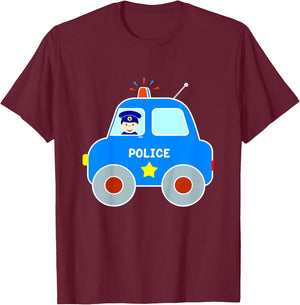 Police Car Toddler Boys Girls Cute Cop Patrol Vehicle T-Shirt - T-Shirt | Maroon