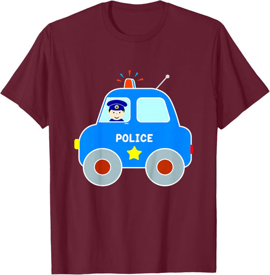 Police Car Toddler Boys Girls Cute Cop Patrol Vehicle T-Shirt - T-Shirt | Maroon