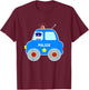Police Car Toddler Boys Girls Cute Cop Patrol Vehicle T-Shirt - T-Shirt | Maroon