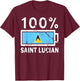 Saint Lucia Flag | 100% Saint Lucian Battery Power Tea T-Shirt - T-Shirt | Maroon