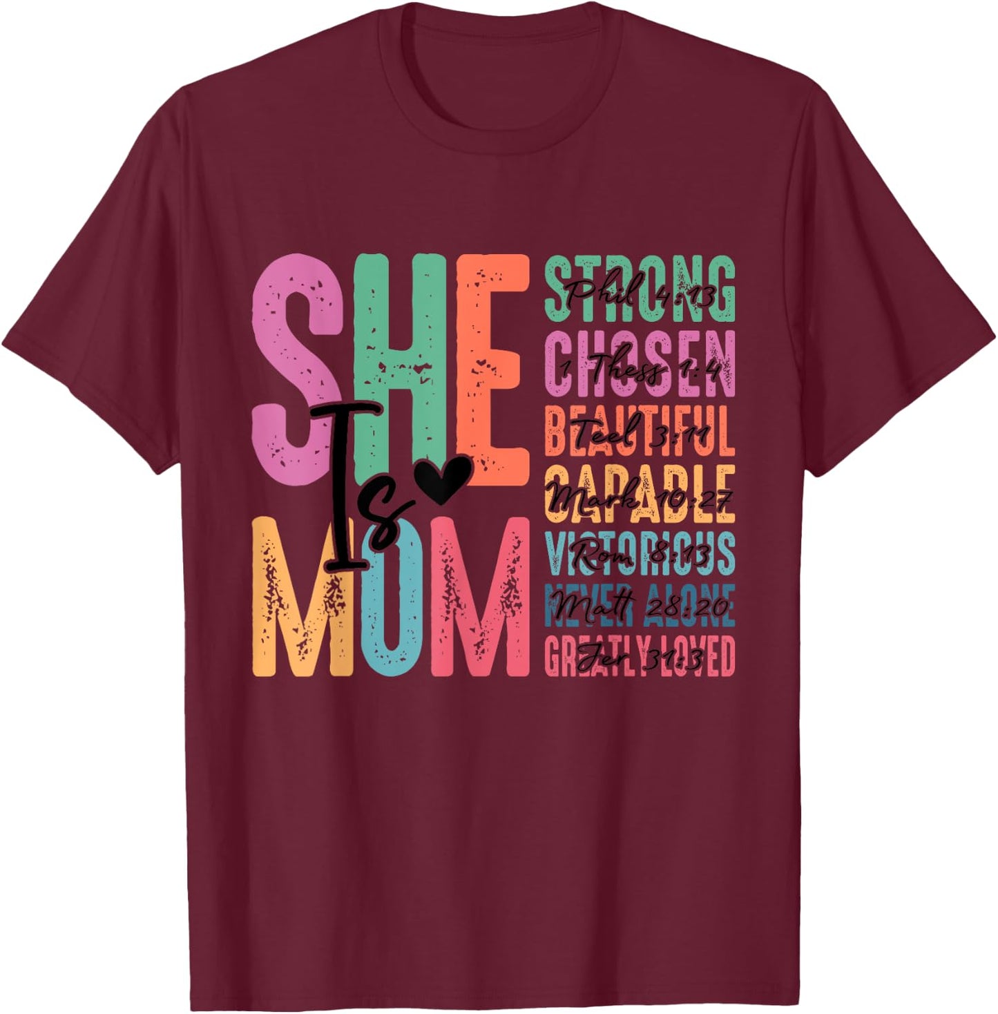 She Is Mom Christian Mothers Day Jesus Mom Religious Women T-Shirt - T-Shirt | Maroon