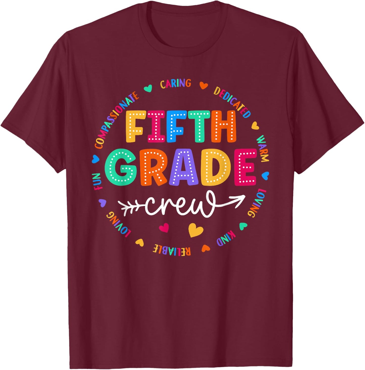 Fifth Grade Crew Back To School 5th Grade Teacher Student T-Shirt - T-Shirt | Maroon