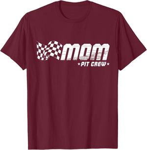 Mom Pit Crew Race Car Birthday Family Racing T-Shirt - T-Shirt | Maroon