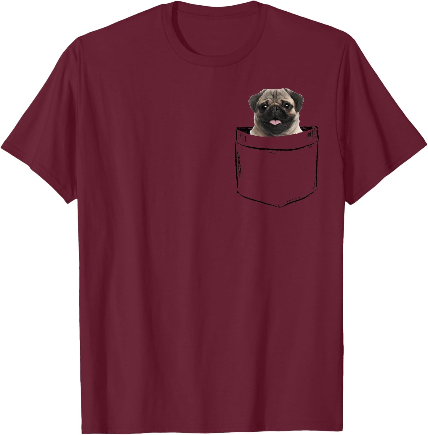 Pocket Pug Dog, Puppy Owners Dad Mom Boy Girl Funny T-Shirt - T-Shirt | Maroon
