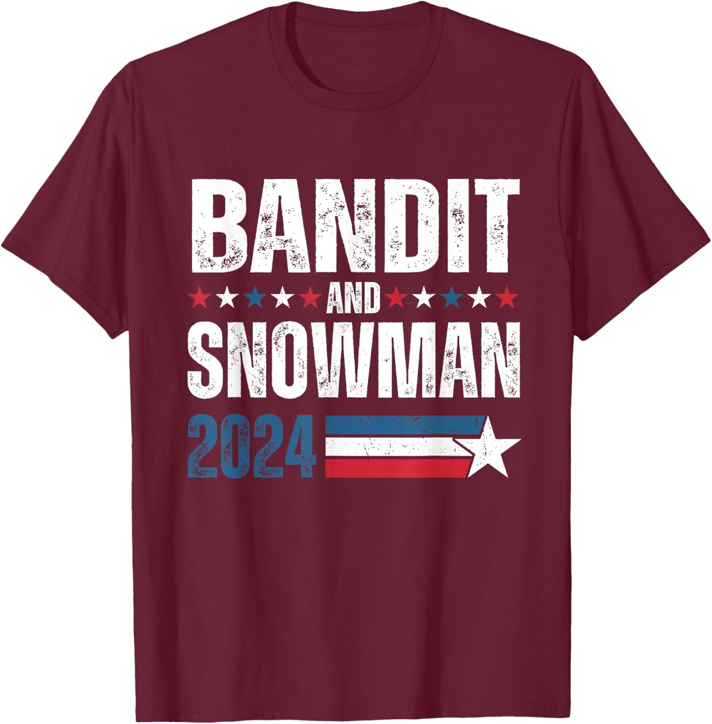 Bandit And Snowman 2024 Election USA Flag T-Shirt - T-Shirt | Maroon