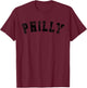 Vintage Philadelphia Distressed Philly Apparel Vintage Philadelphia Distressed Font Philly Apparel Grey T-Shirt - T-Shirt | Maroon