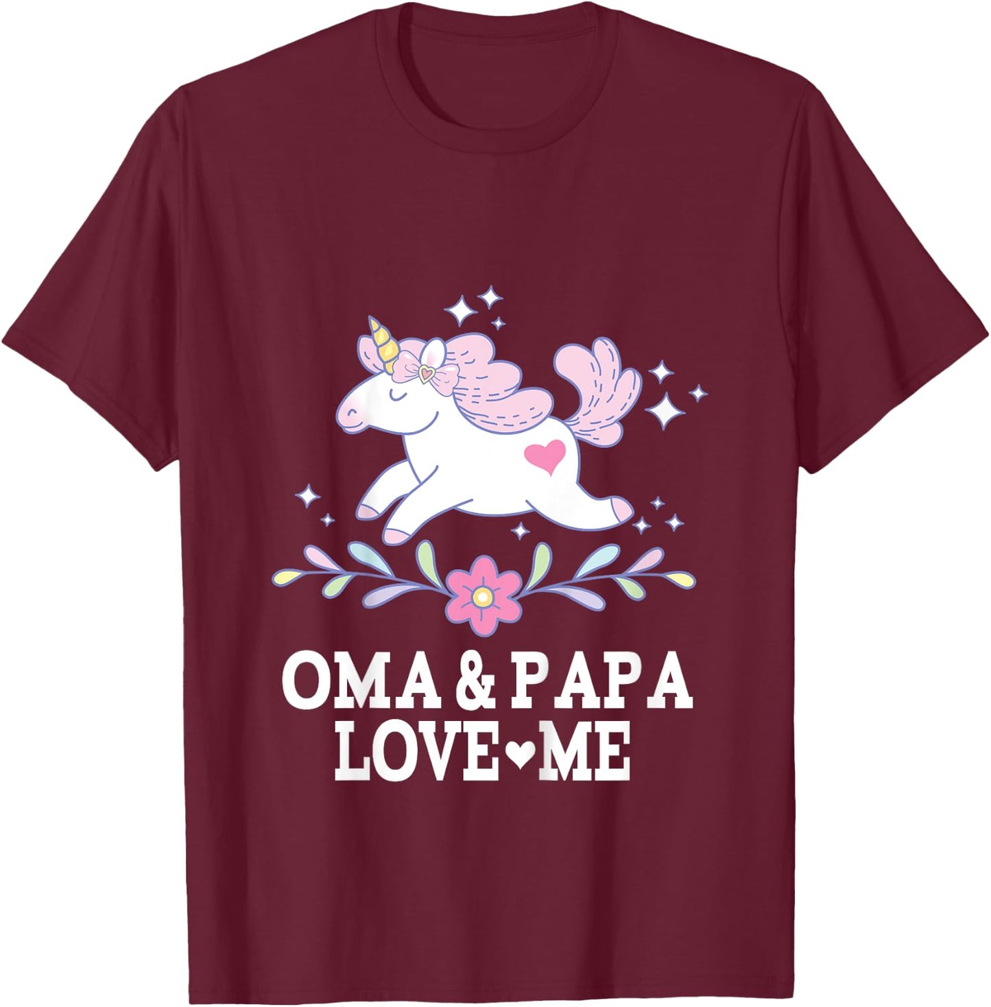 Oma and Papa Love Me Granddaughter Unicorn T-Shirt - T-Shirt | Maroon
