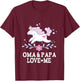 Oma and Papa Love Me Granddaughter Unicorn T-Shirt - T-Shirt | Maroon
