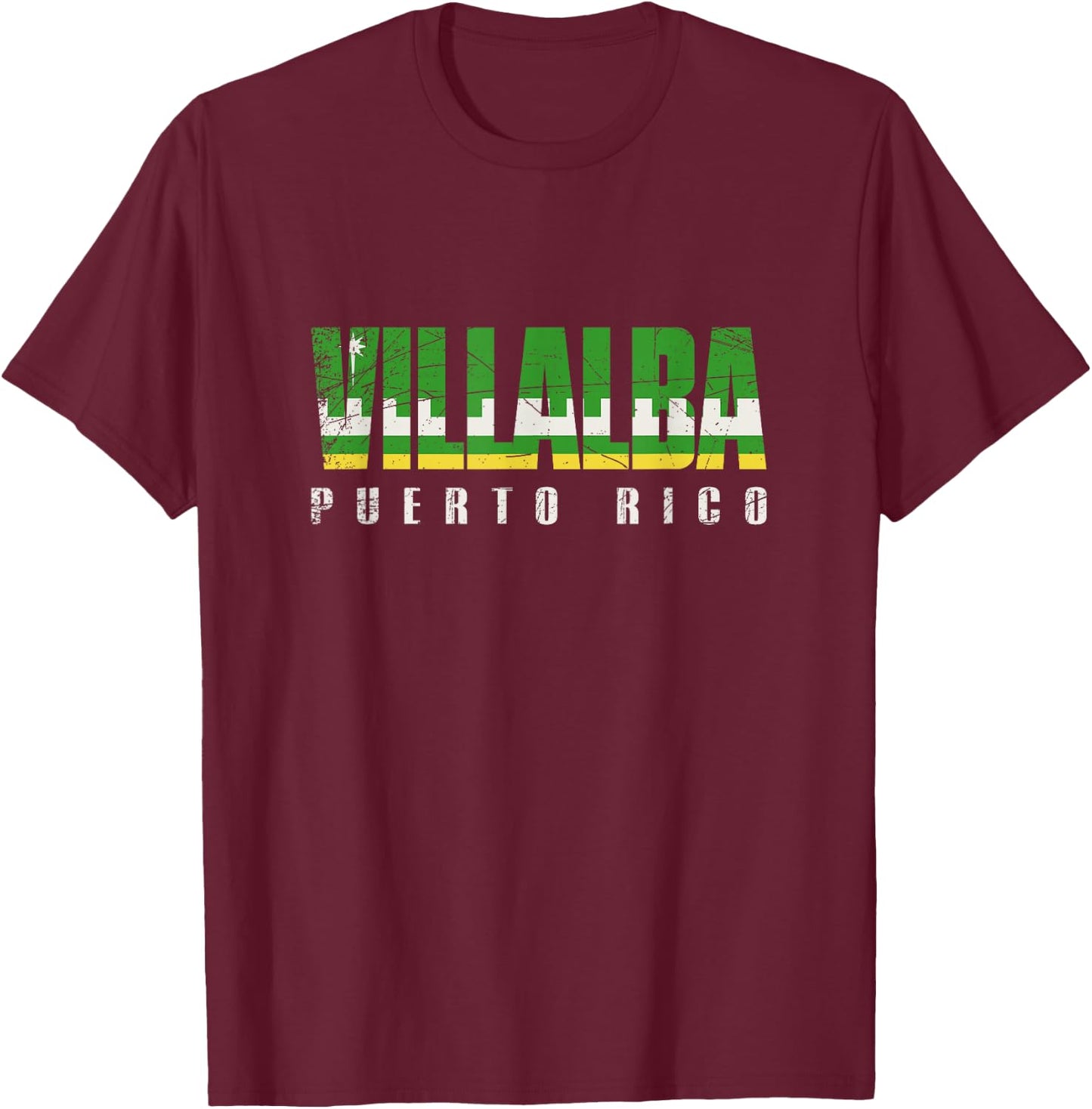 Villalba City in Puerto Rico, Villalba Flag T-Shirt - T-Shirt | Maroon
