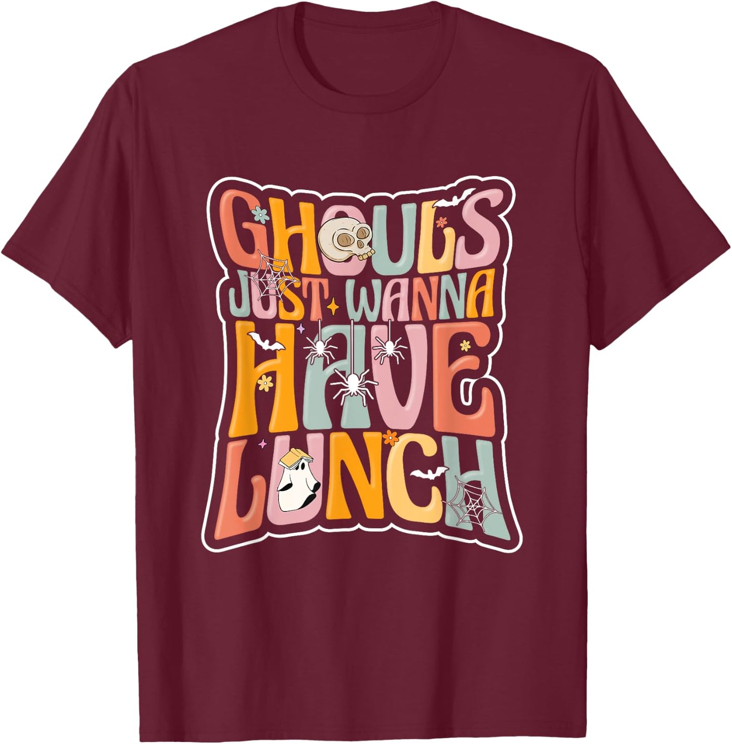 School Cafeteria Worker Back To School Halloween Lunch Lady T-Shirt - T-Shirt | Maroon