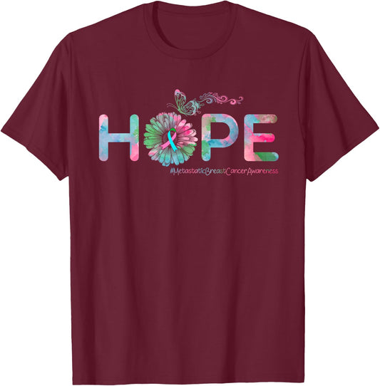 HOPE Butterfly Metastatic Breast Cancer Awareness T-Shirt - T-Shirt | Maroon