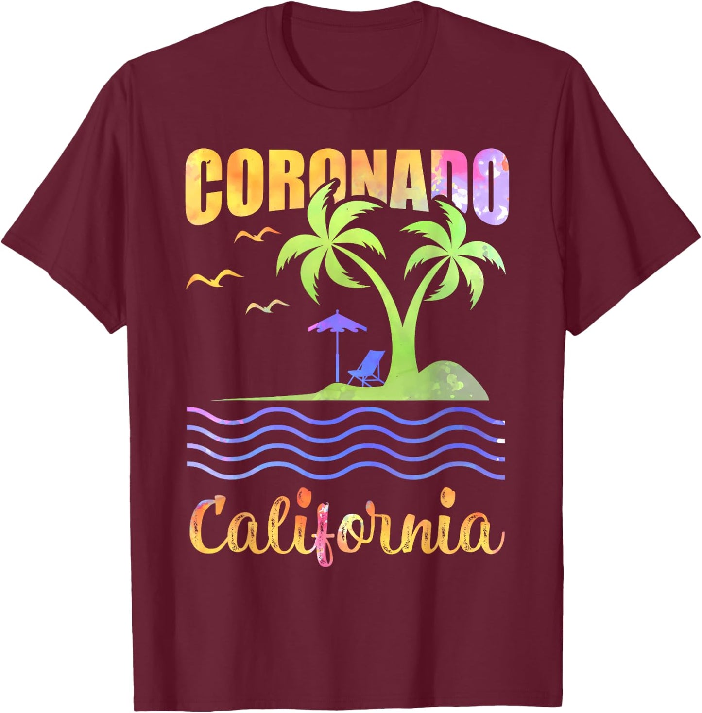 Summer Vacation Retro Sunset California Coronado Beach Women Kids T-Shirt - T-Shirt | Maroon