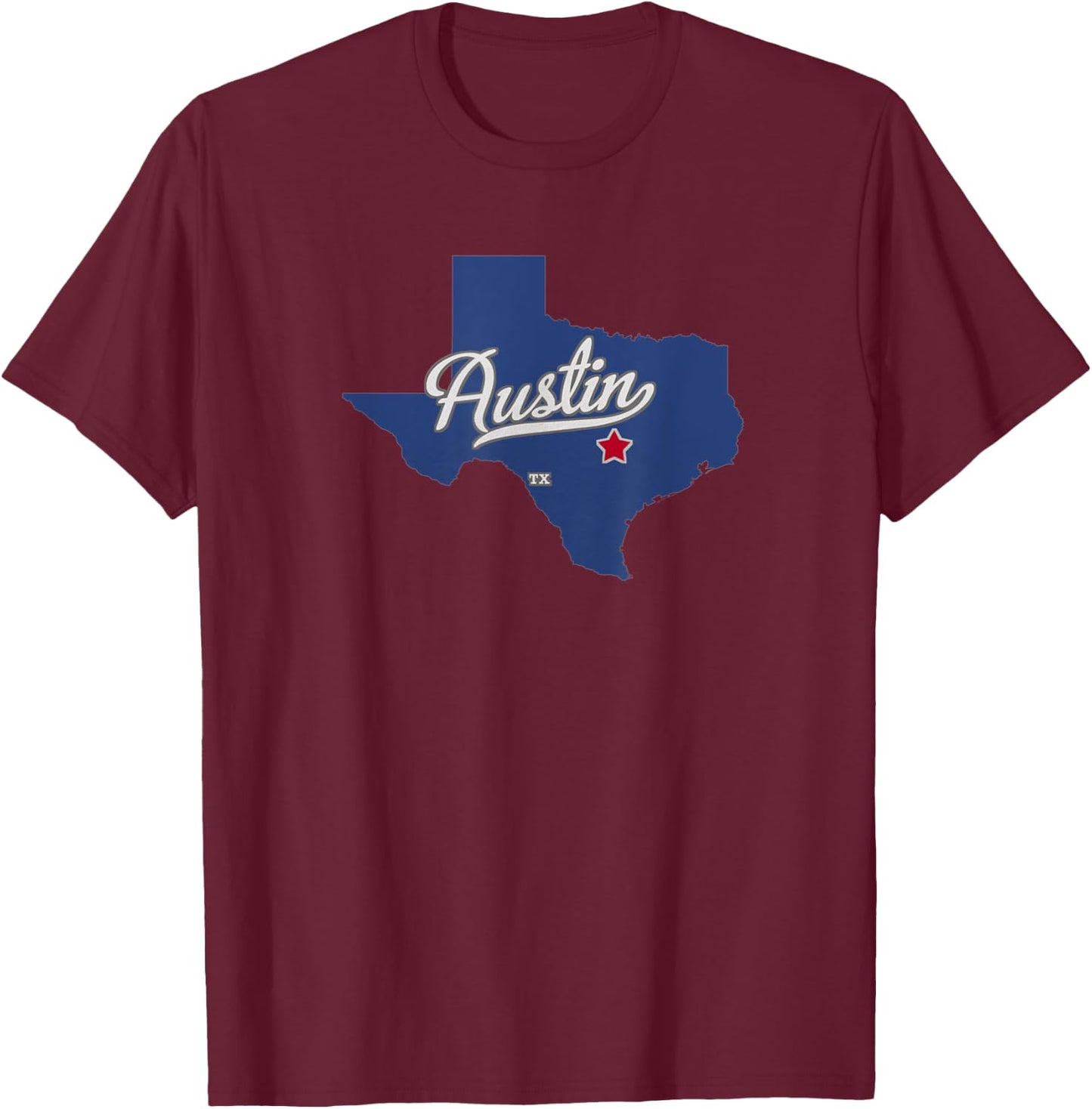 Austin Texas TX Map T-Shirt - T-Shirt | Maroon