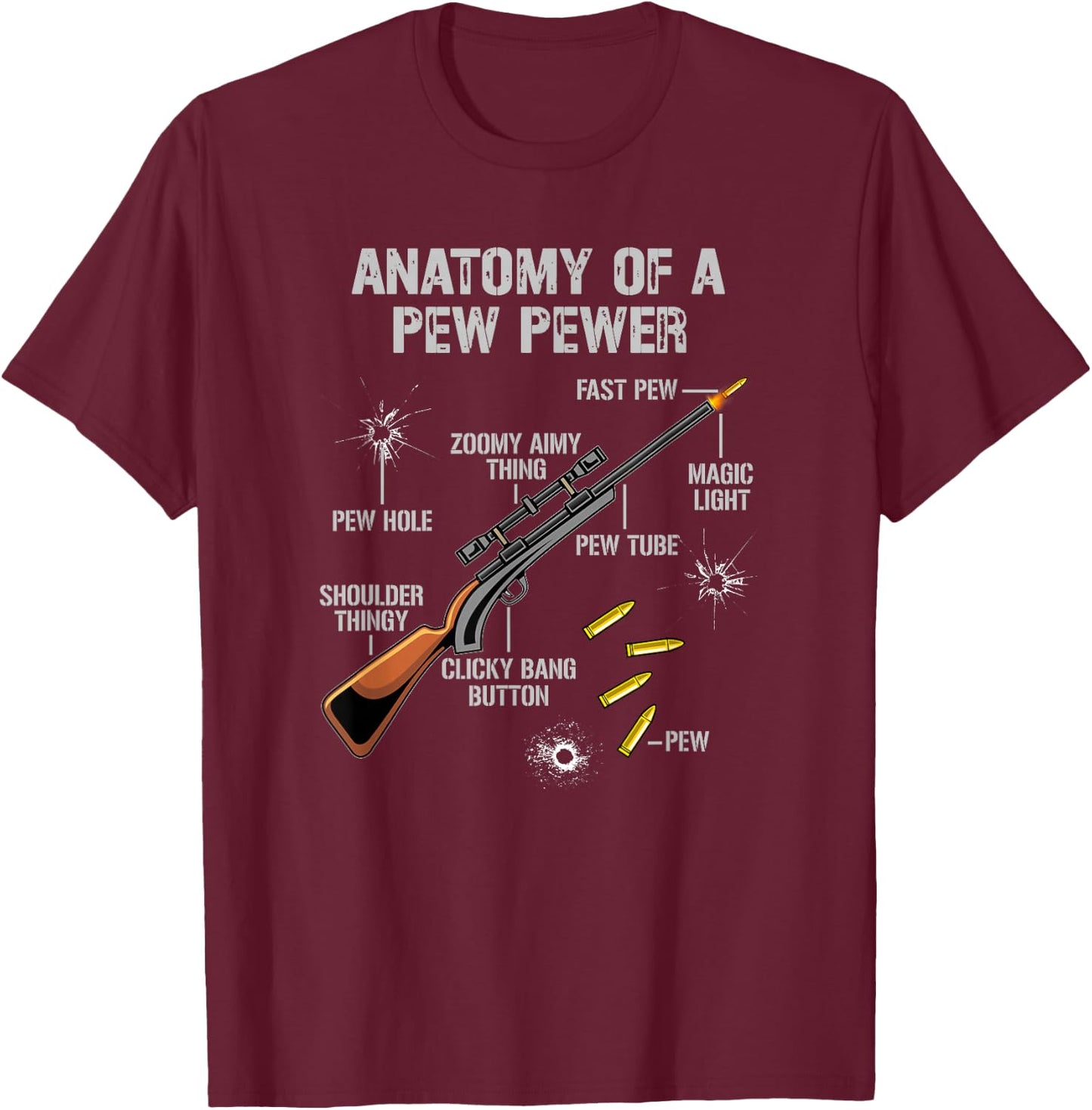 Hunting gun, hunting rifle, hunting box, forester, hunter T-Shirt - T-Shirt | Maroon