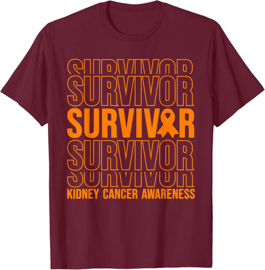 Kidney Cancer Survivor Kidney Cancer Awareness T-Shirt - T-Shirt | Maroon