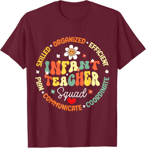 Infant Room Squad Teacher Matching Funny Back To School T-Shirt - T-Shirt | Maroon