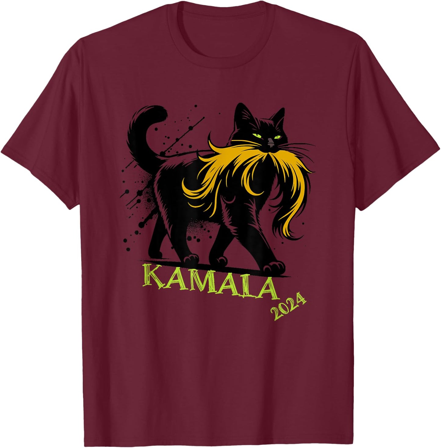 Kamala Harris Funny Retro Childless Cat Lady President 2024 T-Shirt - T-Shirt | Maroon