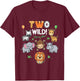 Kids 2nd Birthday Boy Girl Two Wild Jungle Zoo Animals Birthday T-Shirt - T-Shirt | Maroon
