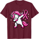 Pink Ribbon Unicorn Breast Cancer Awareness for Girls Kids T-Shirt - T-Shirt | Maroon