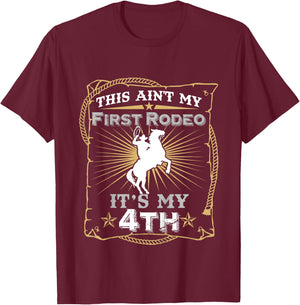 Funny Ain't My First Rodeo 4th Birthday For Kids T-Shirt - T-Shirt | Maroon