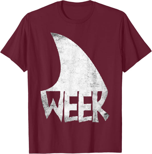 Shark Fin Art Simple Week 2025 Design for Ocean Sharks Lover T-Shirt - T-Shirt | Maroon