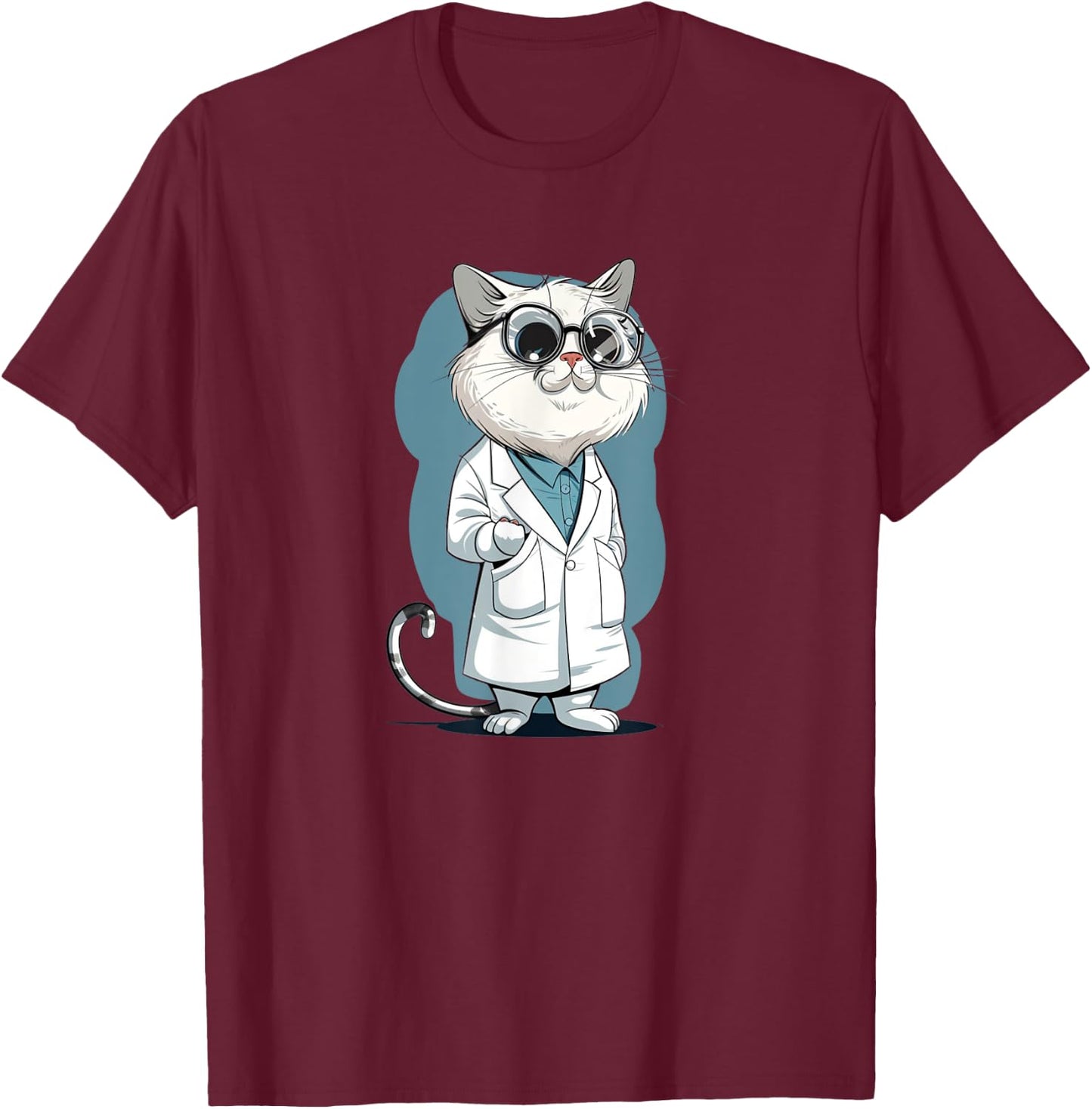 Cool Lab Cat for scientific method and Science Lovers T-Shirt - T-Shirt | Maroon