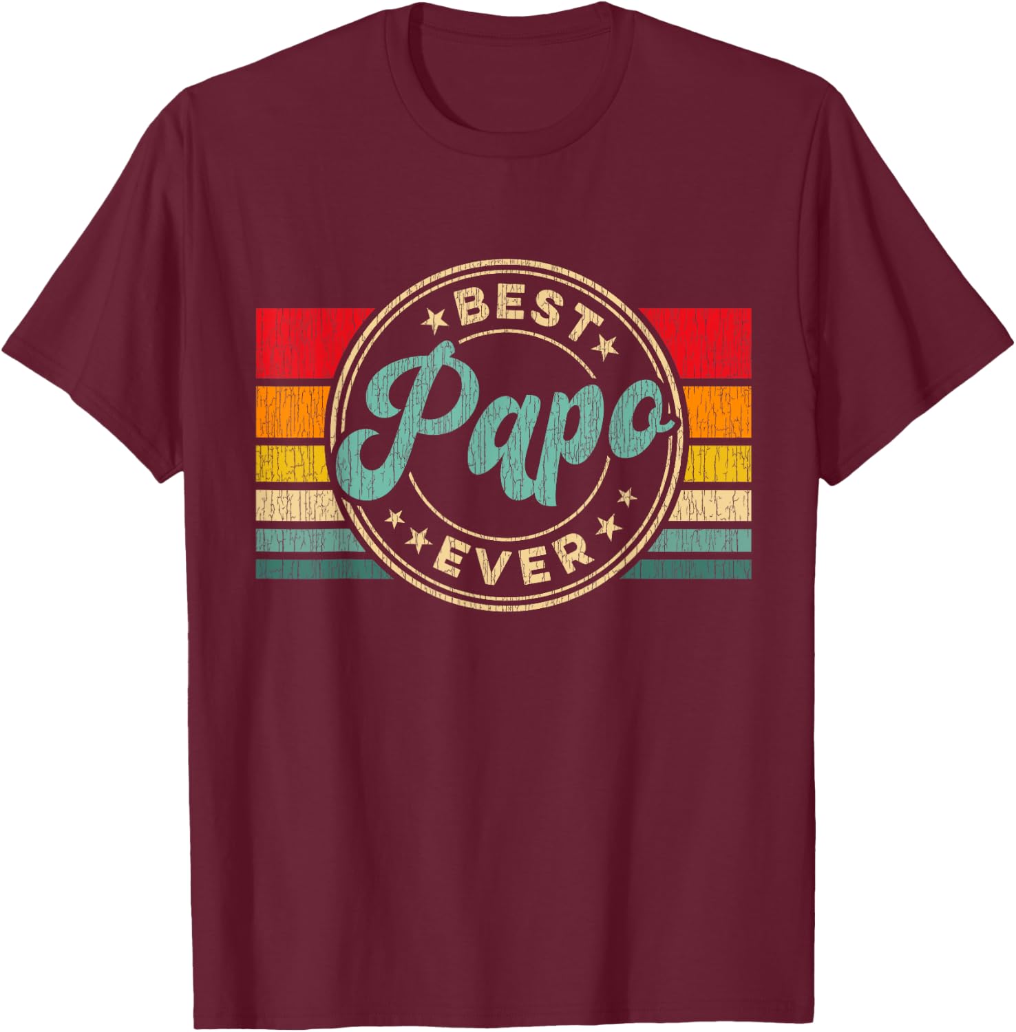 Best Papo Ever Vintage Retro Father's Day Gift T-Shirt - T-Shirt | Maroon