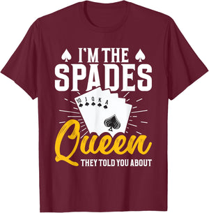 Spades Card Game Set Playing Cards Queen of Spades T-Shirt - T-Shirt | Maroon