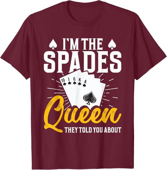 Spades Card Game Set Playing Cards Queen of Spades T-Shirt - T-Shirt | Maroon