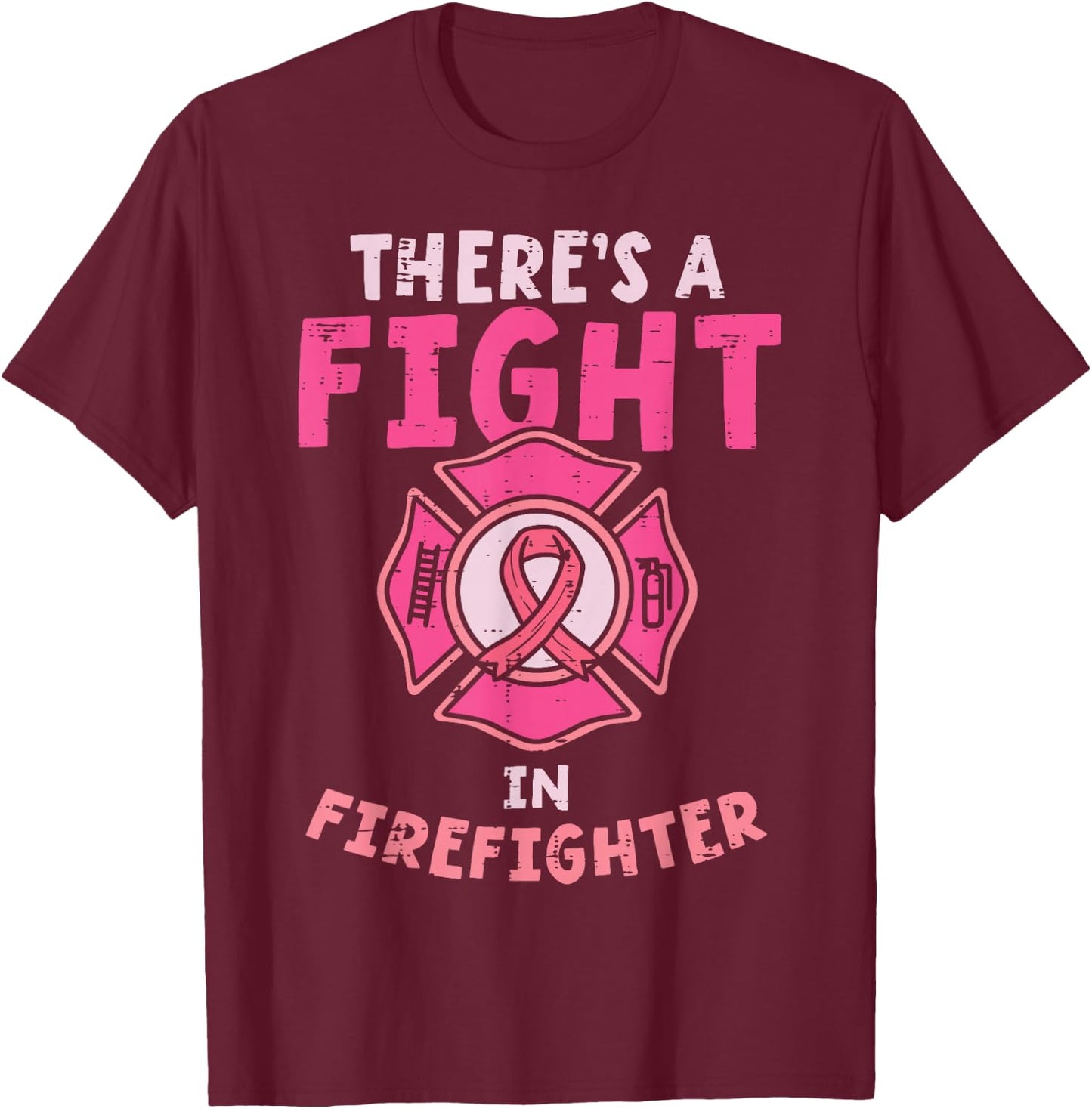 Breast Cancer Awareness with Pink Ribbon T-Shirt - T-Shirt | Maroon