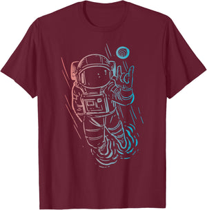 Astronaut Rocker Hand Cool Space Galaxy Rock Men Boys Kids T-Shirt - T-Shirt | Maroon
